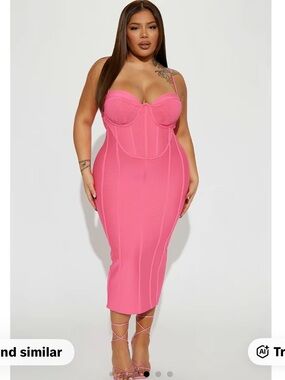 Strapless Pink Bodycon Midi Dress NWT